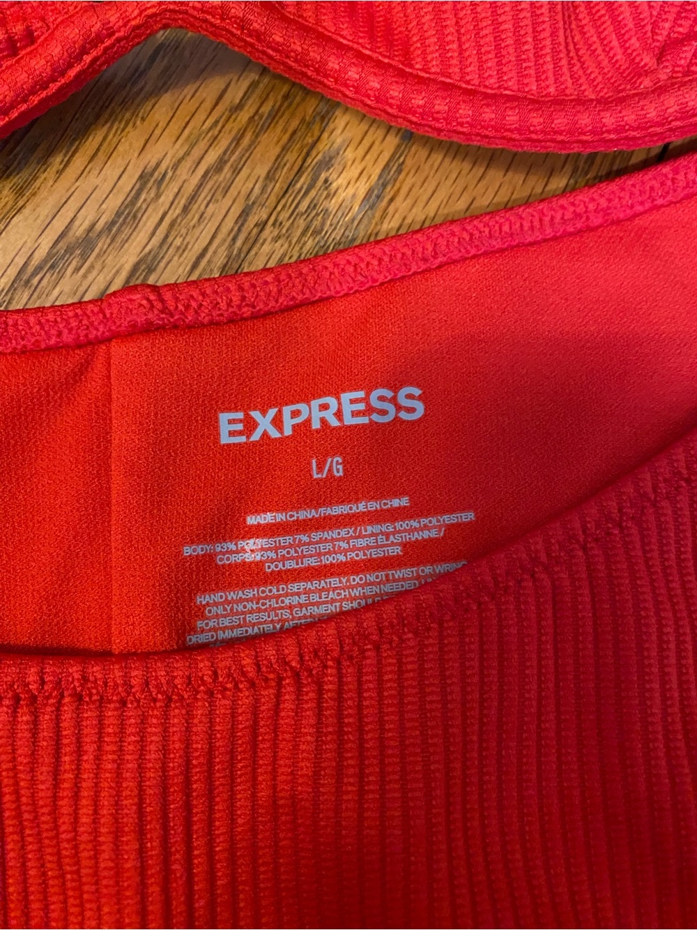 Express Red Ribbed Underwire Bikini Set - Picture 4 of 4